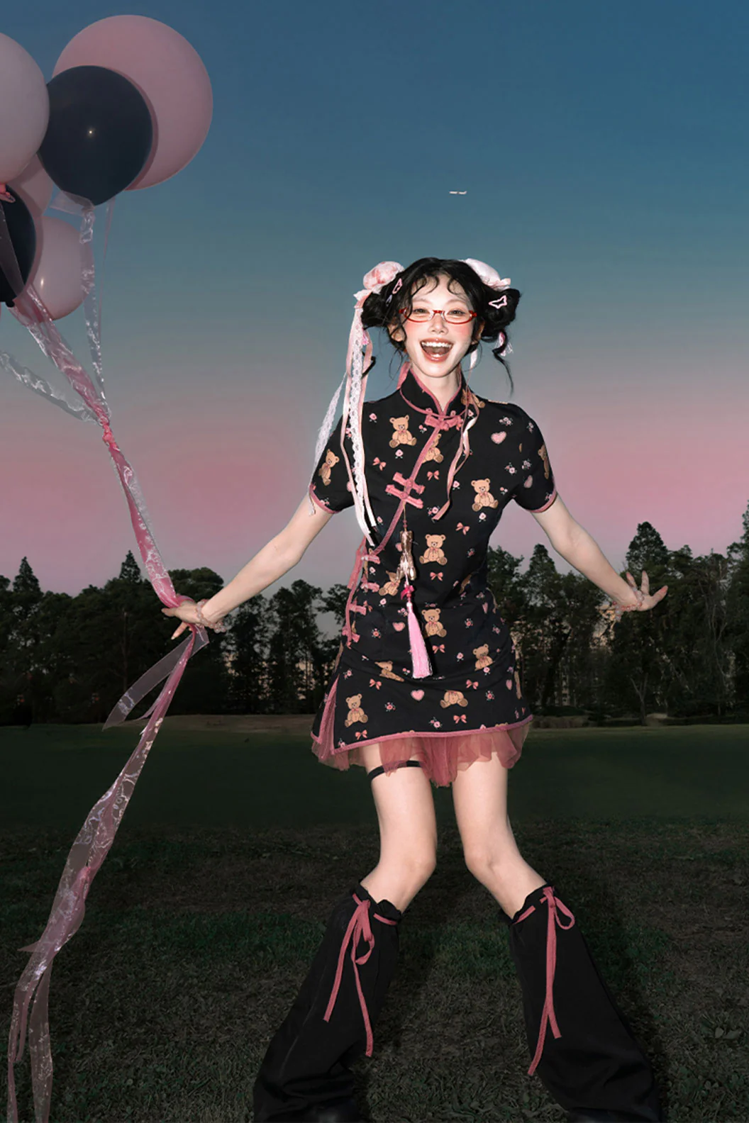 Modern Hanfu Black mandarin dress Cute Chinese Style Dress for Daily Wear  (Preorder)