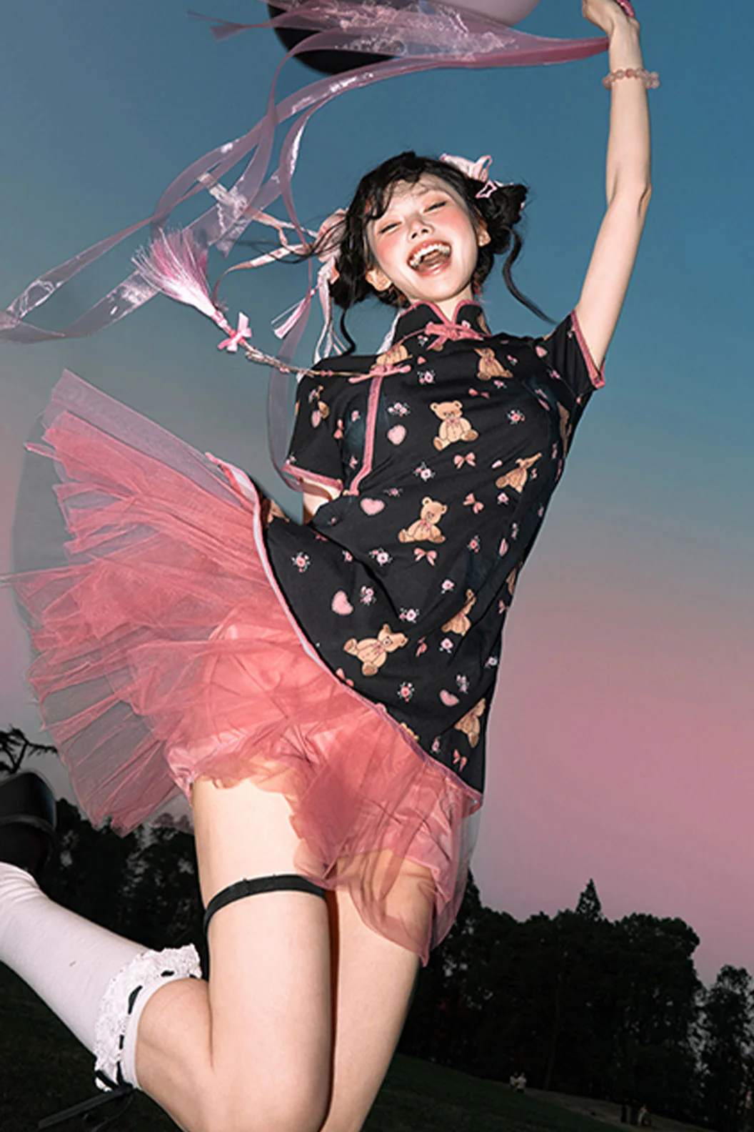 Modern Hanfu Black mandarin dress Cute Chinese Style Dress for Daily Wear  (Preorder)