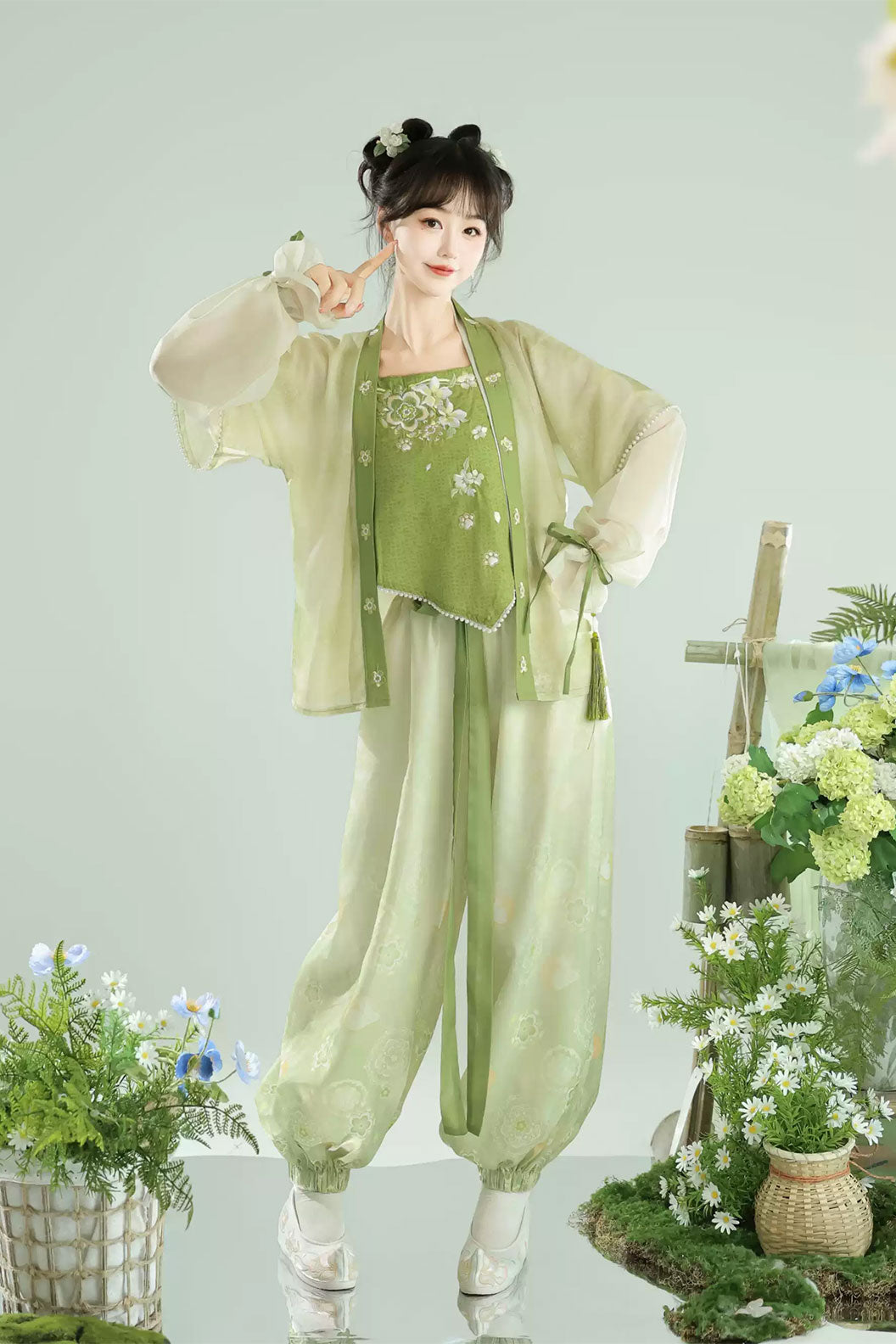 Modern Hanfu Green Four-piece Set Chinese fashion
