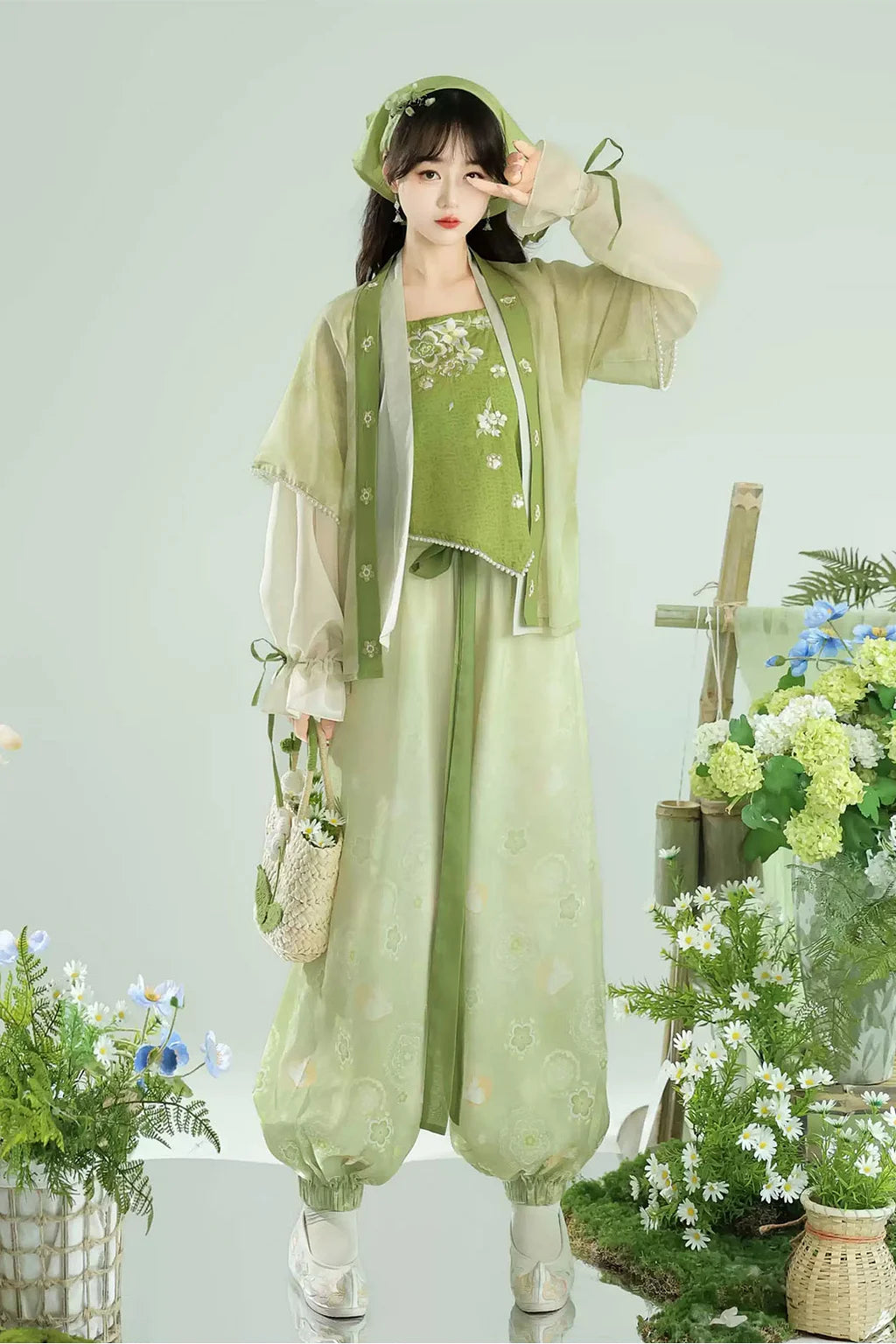 Modern Hanfu Green Four-piece Set Chinese fashion