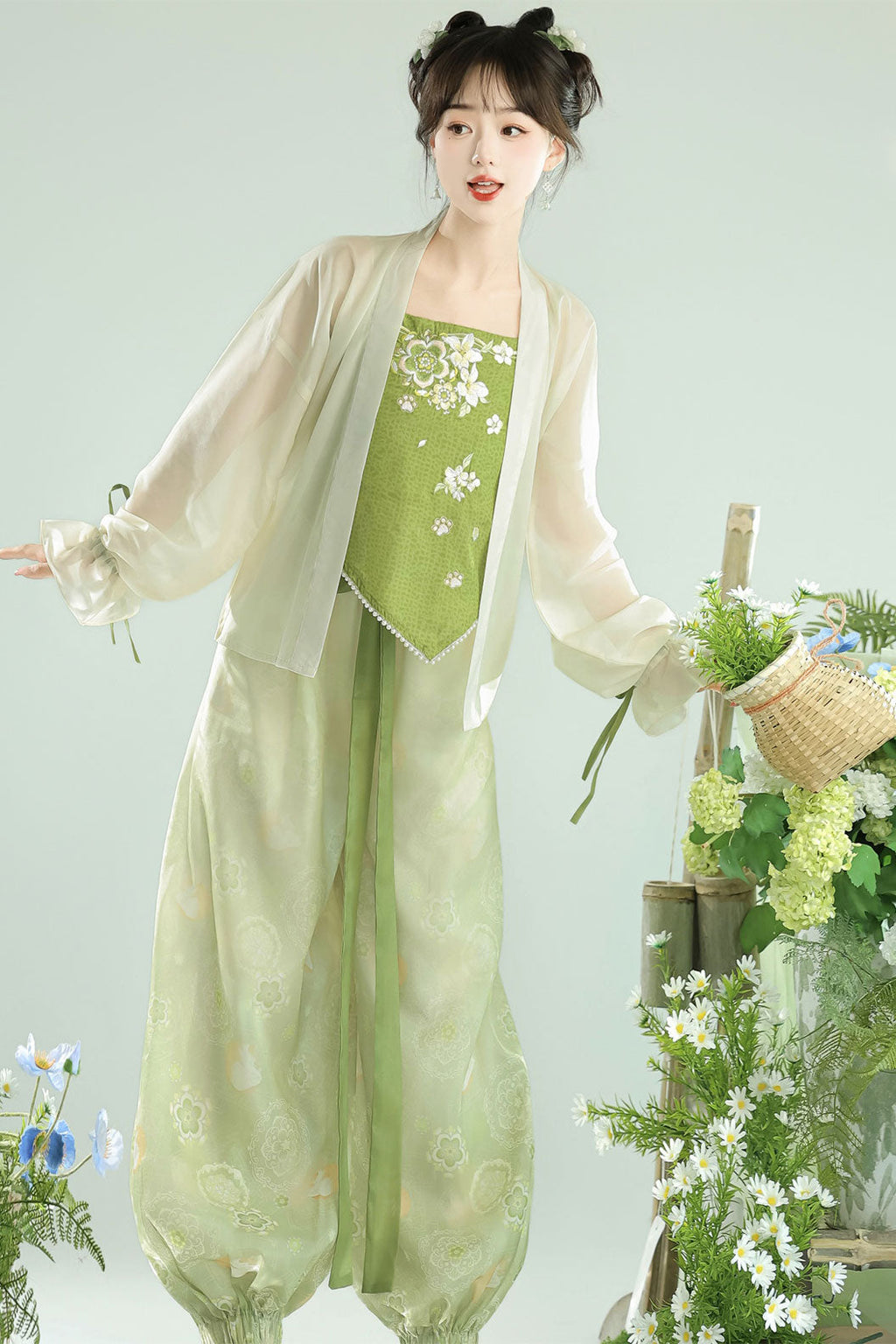 Modern Hanfu Green Four-piece Set Chinese fashion