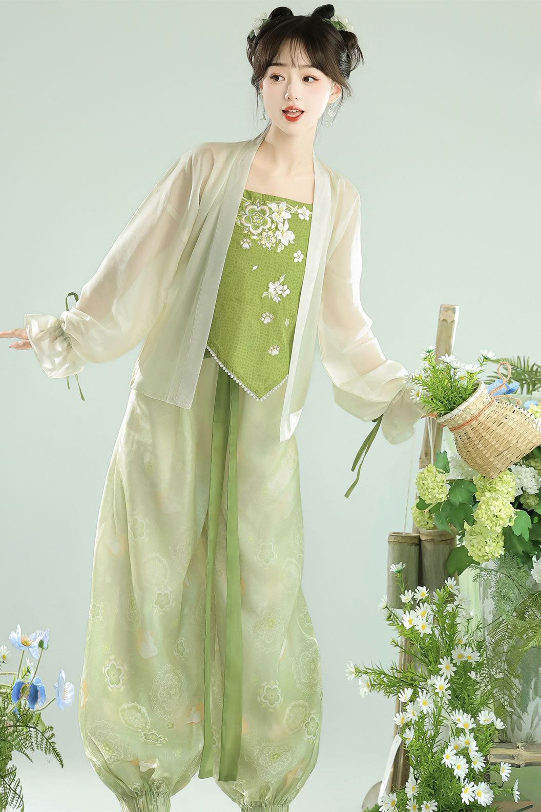 Modern Hanfu Green Four-piece Set Chinese fashion