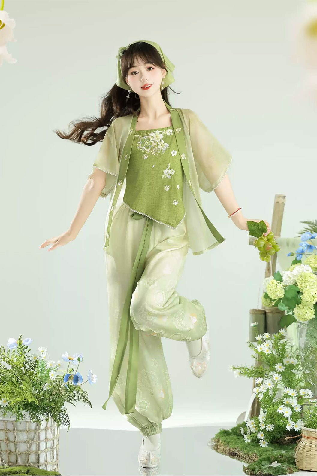 Modern Hanfu Green Four-piece Set Chinese fashion