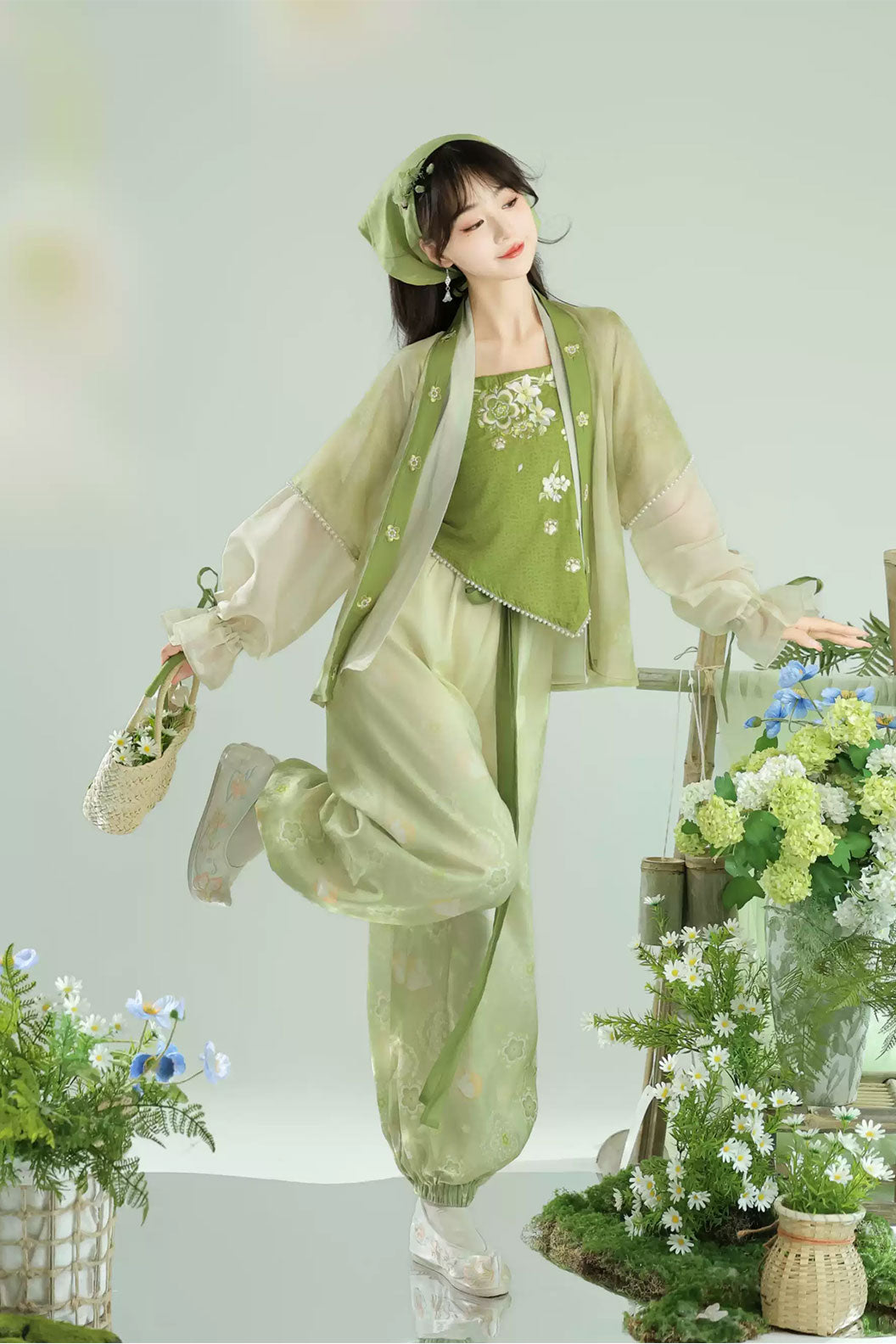 Modern Hanfu Green Four-piece Set Chinese fashion