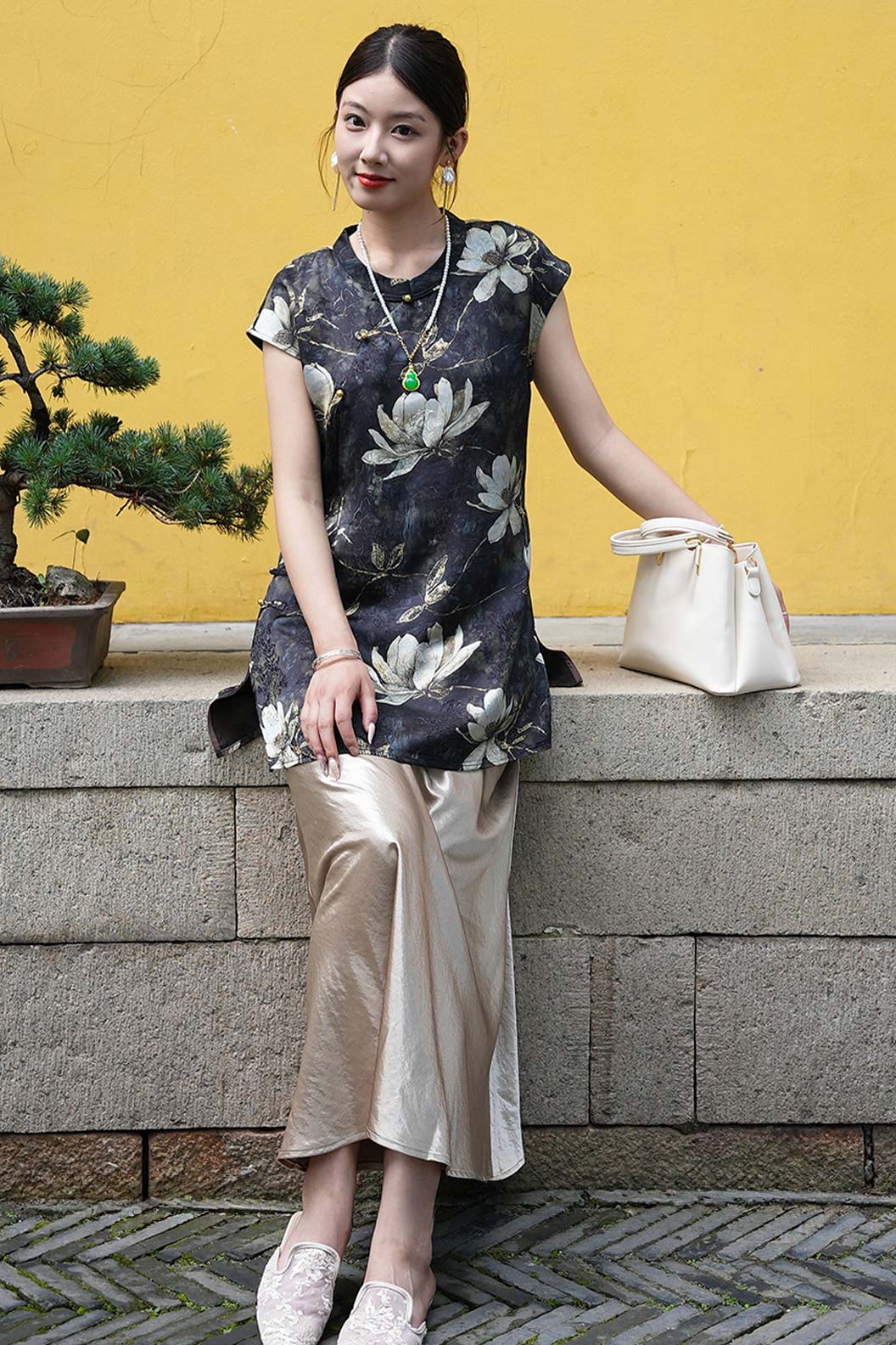 Modern Hanfu Chinese Style Sleeveless Blouse Ao Dai High End Hanfu Dress