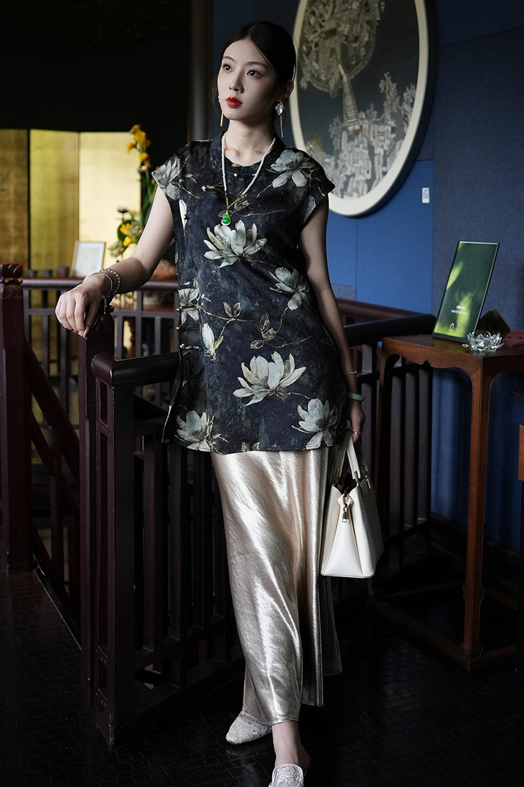 Modern Hanfu Chinese Style Sleeveless Blouse Ao Dai High End Hanfu Dress