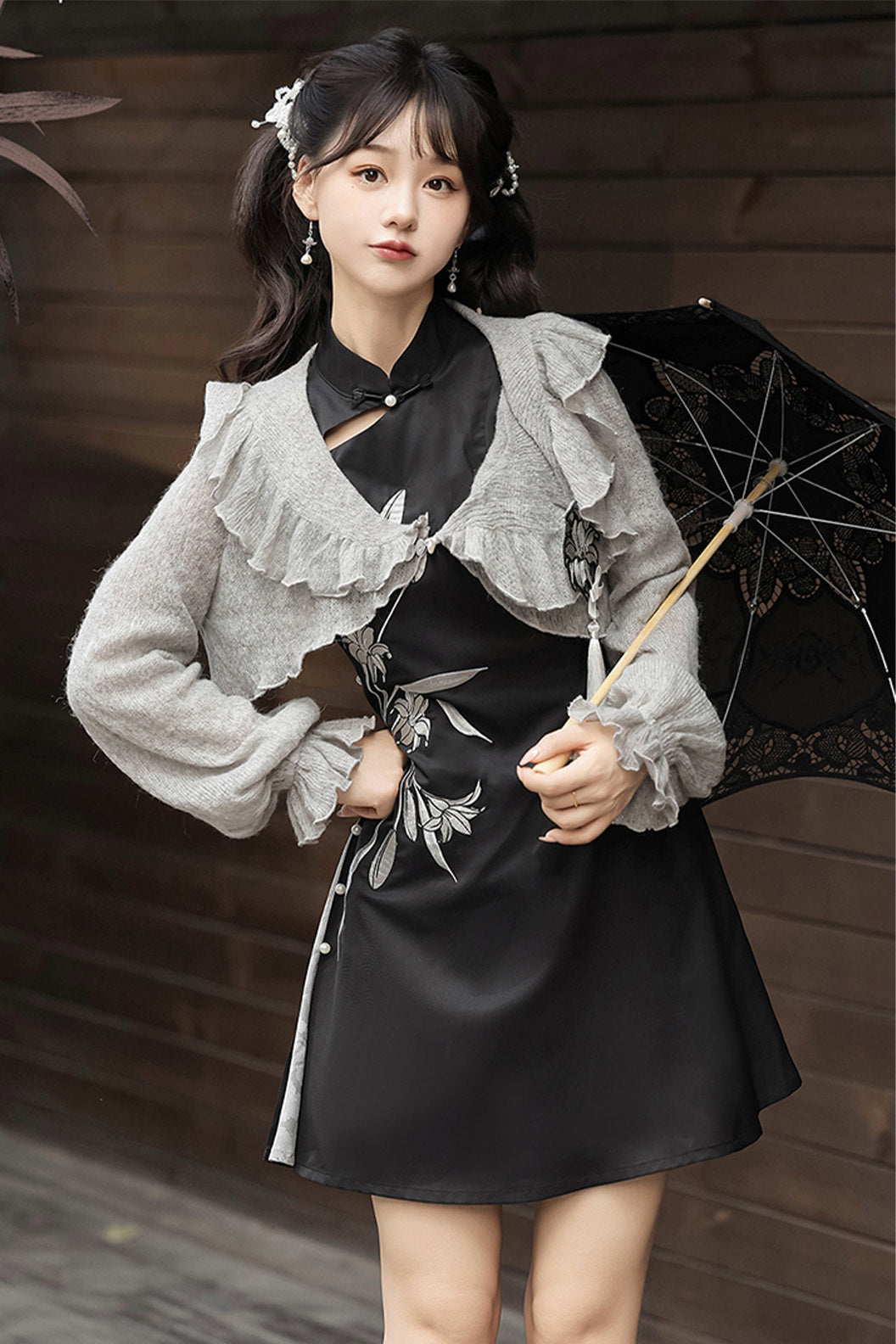 Modern Hanfu clothing Chinese Style Dress Set Black Hanfu dress