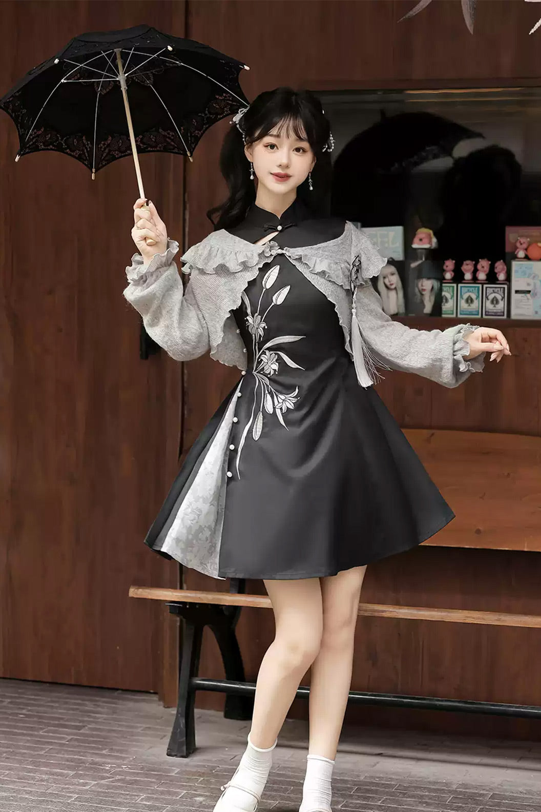 Modern Hanfu clothing Chinese Style Dress Set Black Hanfu dress
