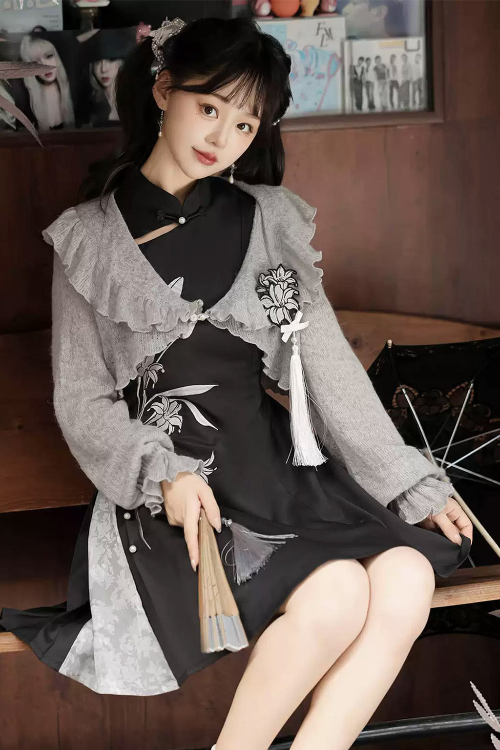 Modern Hanfu clothing Chinese Style Dress Set Black Hanfu dress