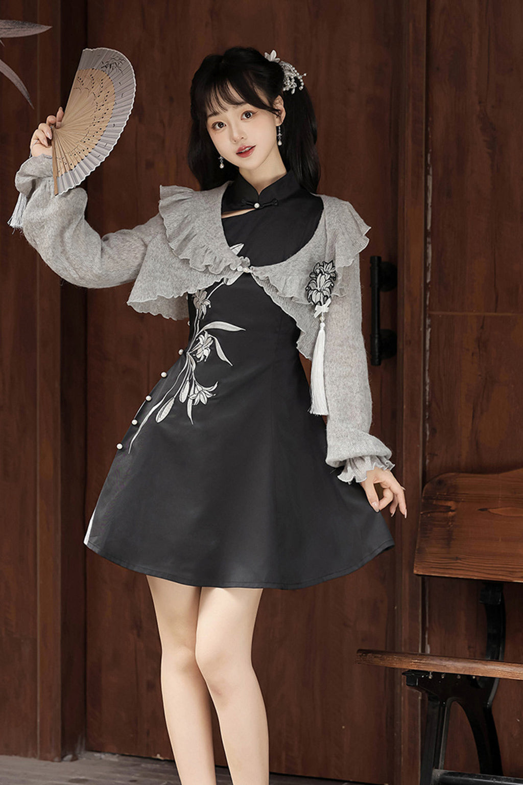 Modern Hanfu clothing Chinese Style Dress Set Black Hanfu dress