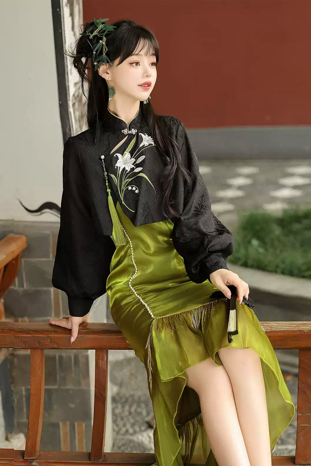 Modern Hanfu clothing Chinese Style Mermaid Skirt Green Hanfu dress