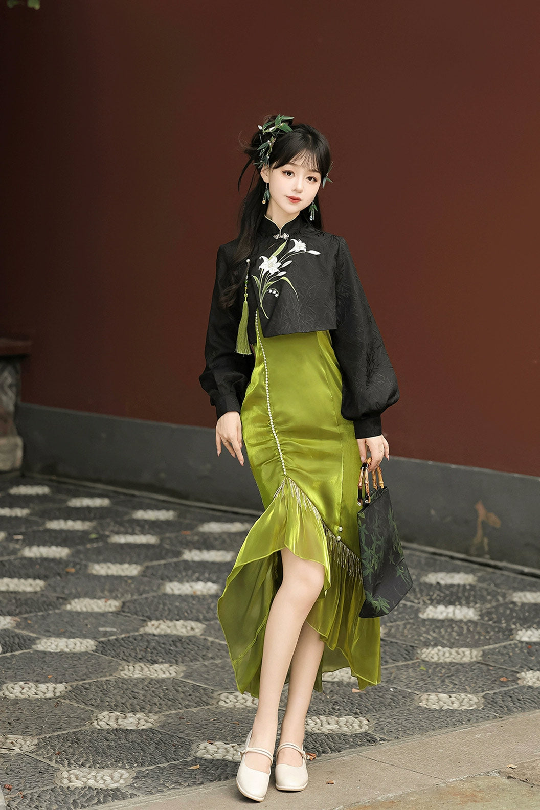 Modern Hanfu clothing Chinese Style Mermaid Skirt Green Hanfu dress
