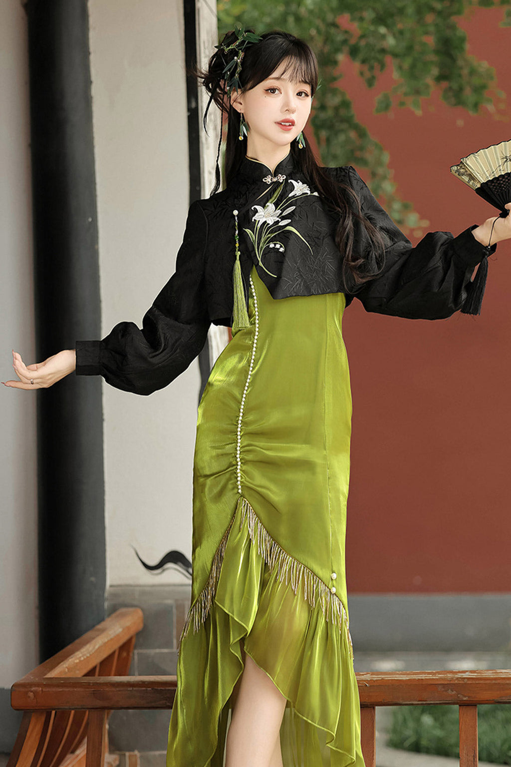 Modern Hanfu clothing Chinese Style Mermaid Skirt Green Hanfu dress