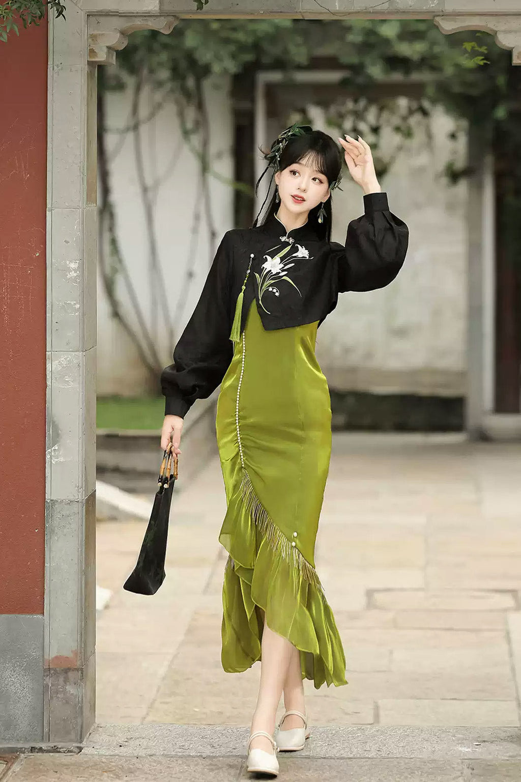 Modern Hanfu clothing Chinese Style Mermaid Skirt Green Hanfu dress