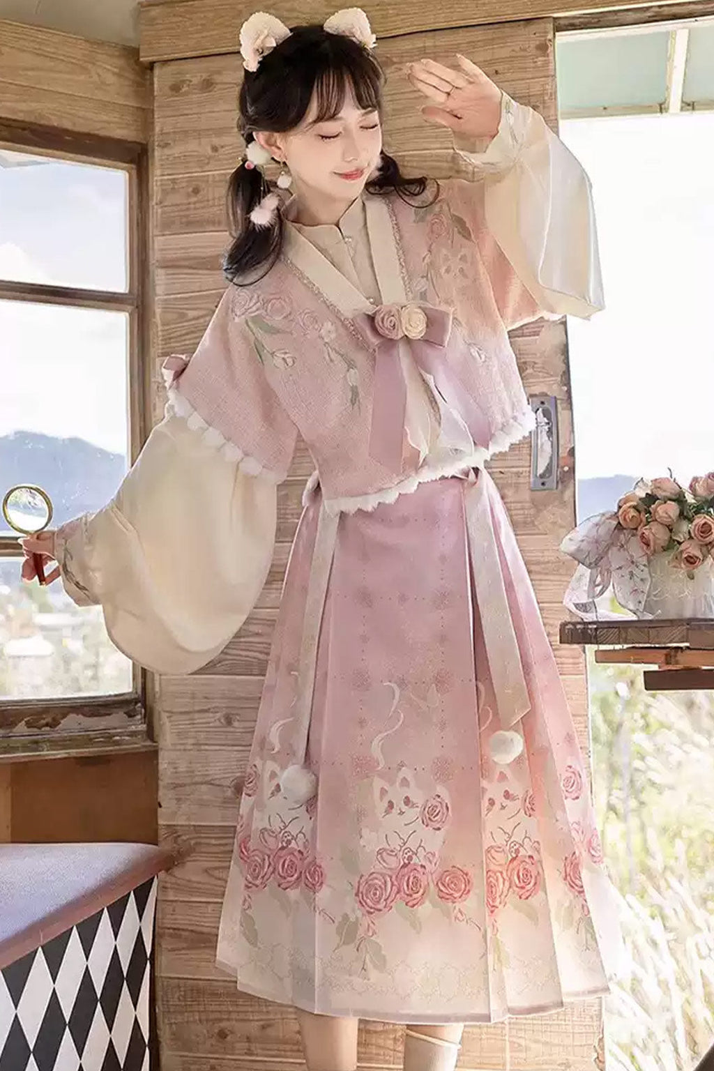 Modern Hanfu clothing Chinese Style Ma Mian Skirt Daily Set Pink Hanfu dress