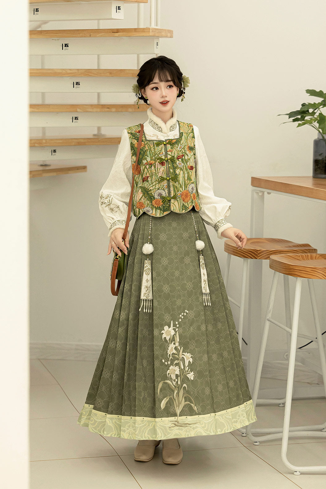 Modern Hanfu Green Hanfu Dress Vintage Mamian Skirt Chinese Style Outfit
