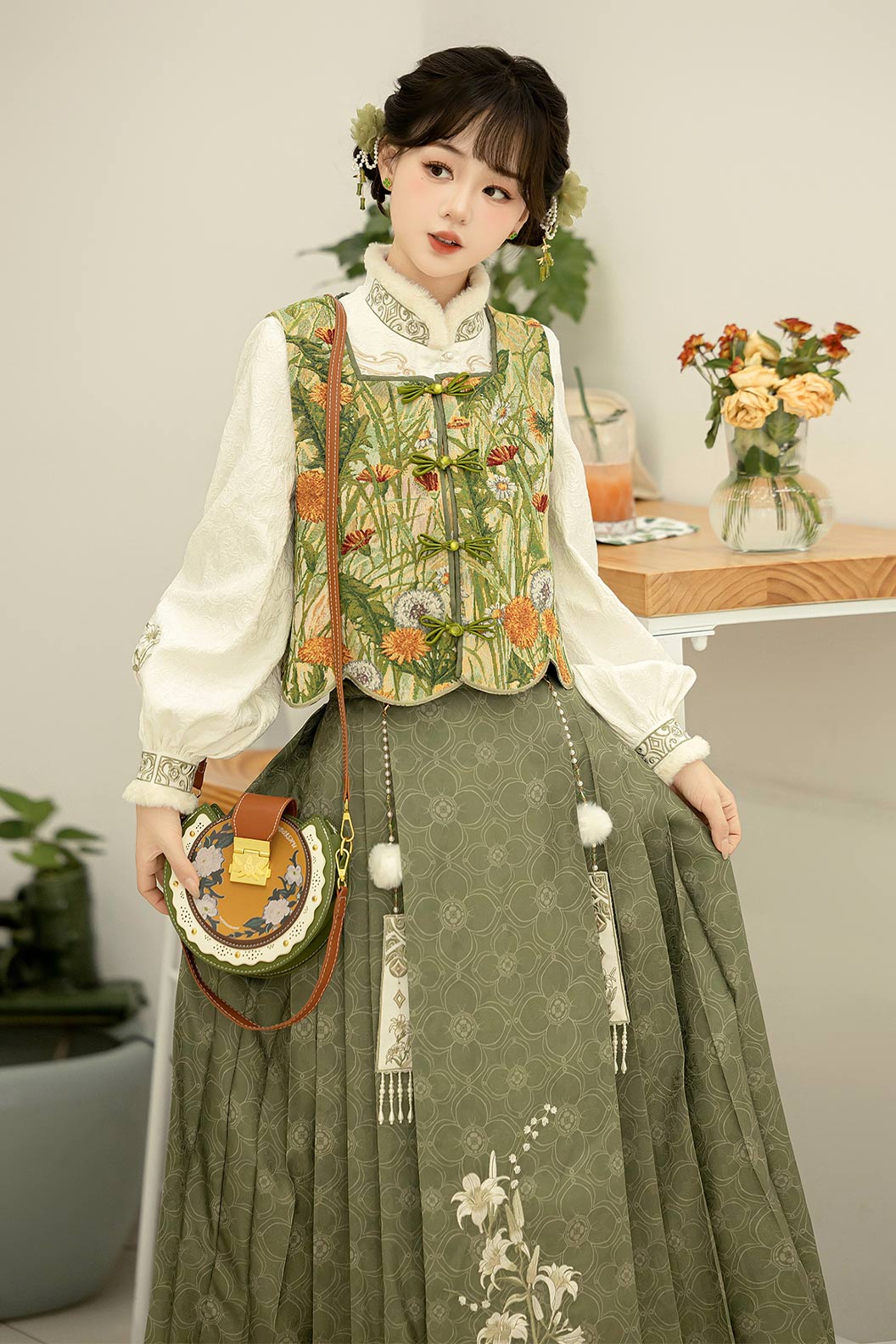 Modern Hanfu Green Hanfu Dress Vintage Mamian Skirt Chinese Style Outfit
