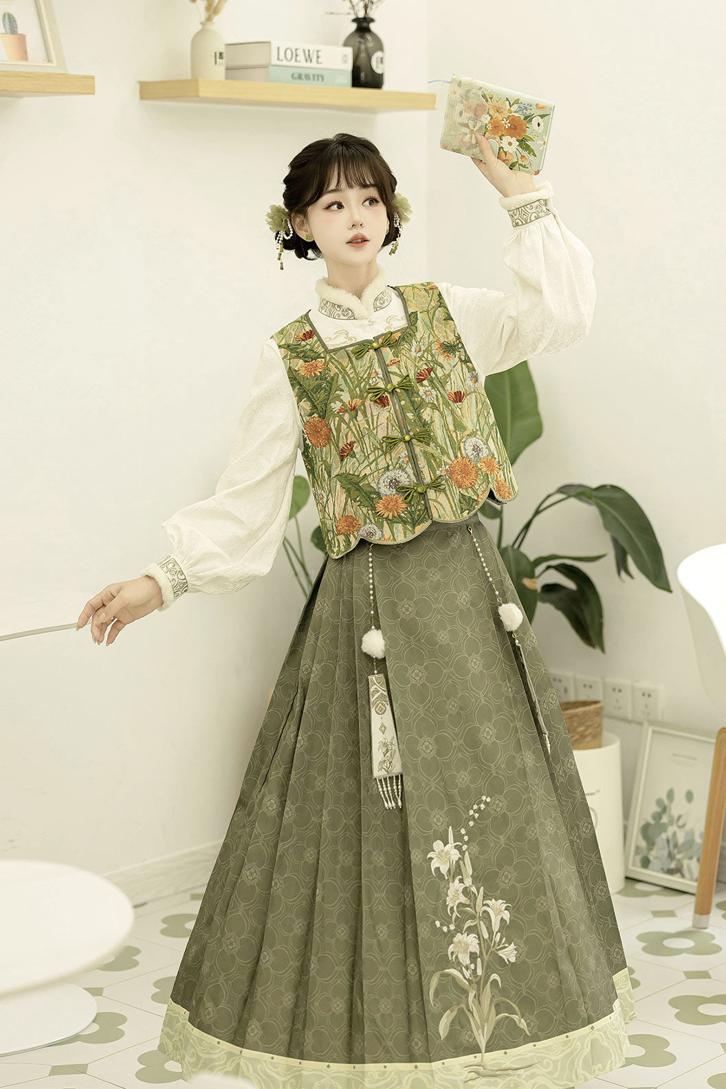 Modern Hanfu Green Hanfu Dress Vintage Mamian Skirt Chinese Style Outfit