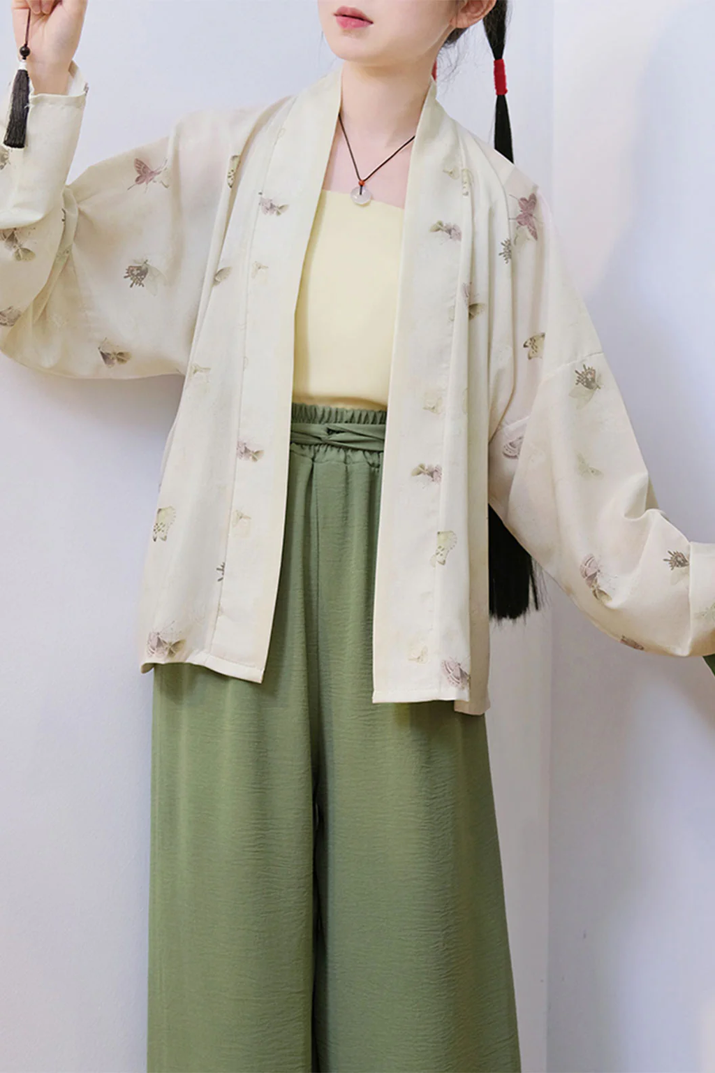 Modern Hanfu in Multi-color Three-piece Set with Song Dynasty Pants Hanfu