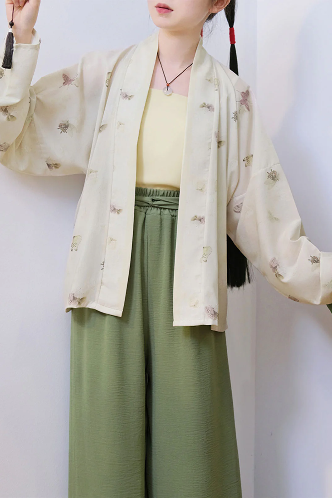 Modern Hanfu in Multi-color Three-piece Set with Song Dynasty Pants Hanfu