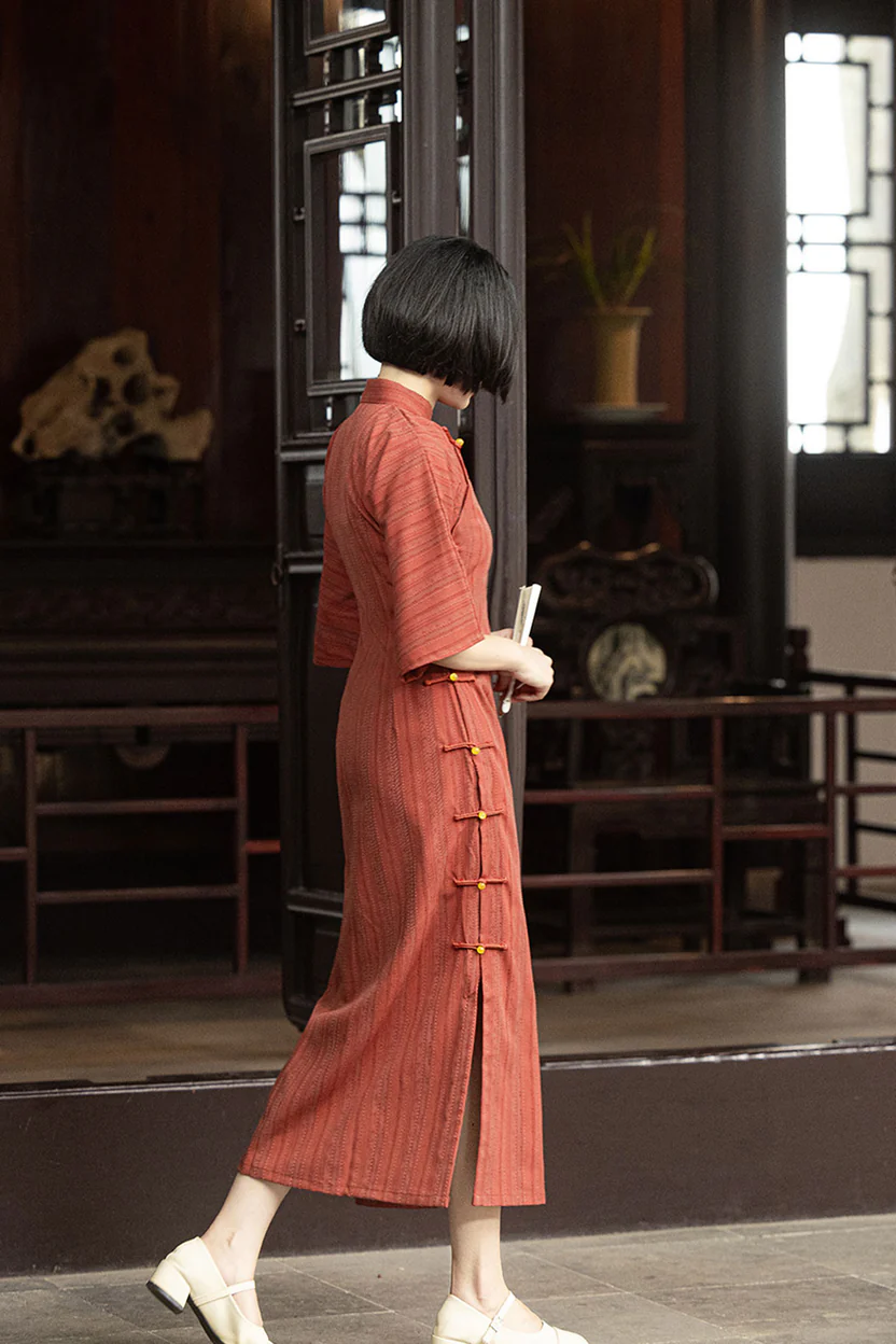 Modern Hanfu Red Qipao Dress Chinese Style