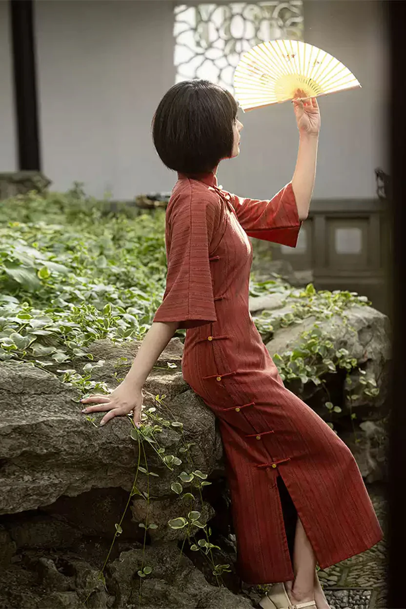 Modern Hanfu Red Qipao Dress Chinese Style