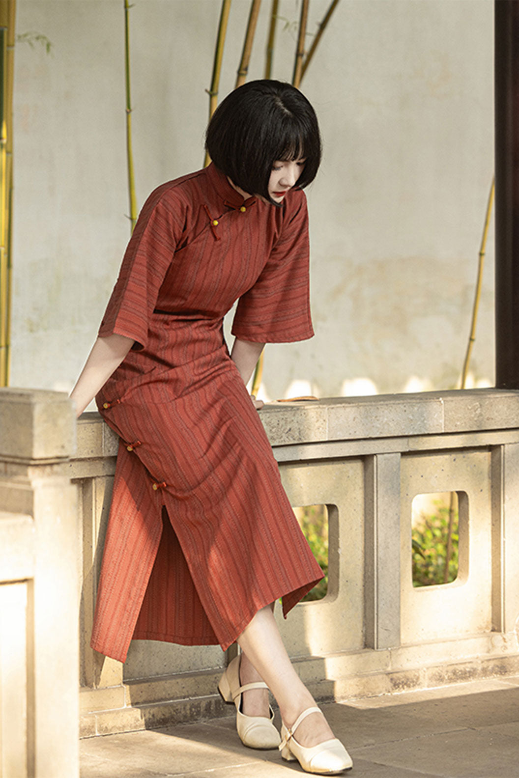 Modern Hanfu Red Qipao Dress Chinese Style