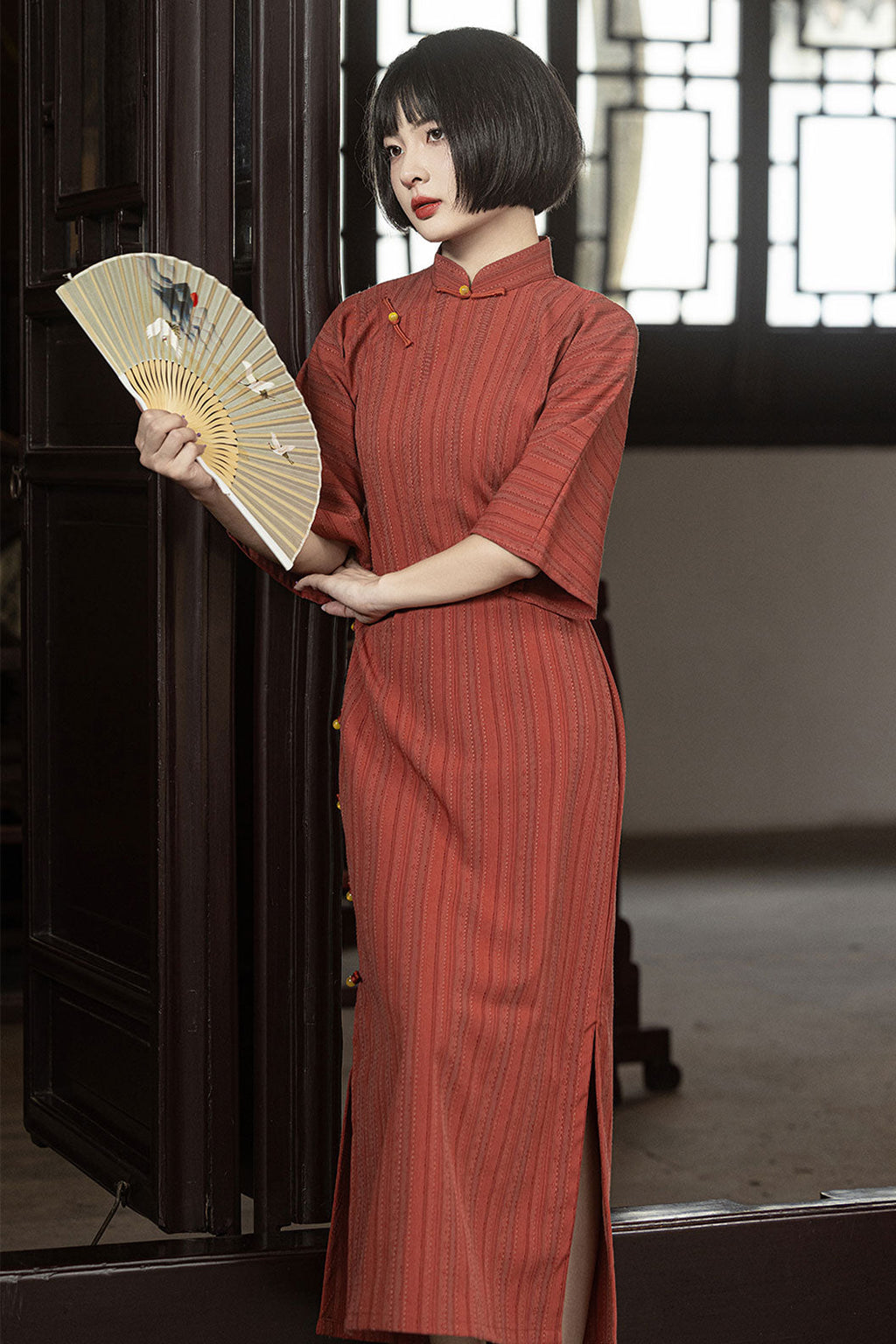 Modern Hanfu Red Qipao Dress Chinese Style