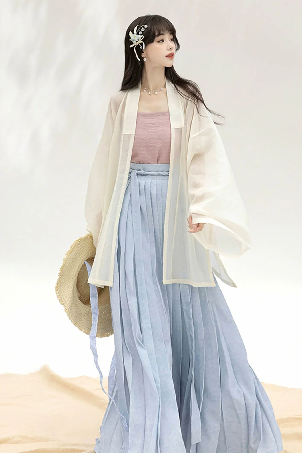 Modern Hanfu with Long Gown withTencel Camisol Chinese style