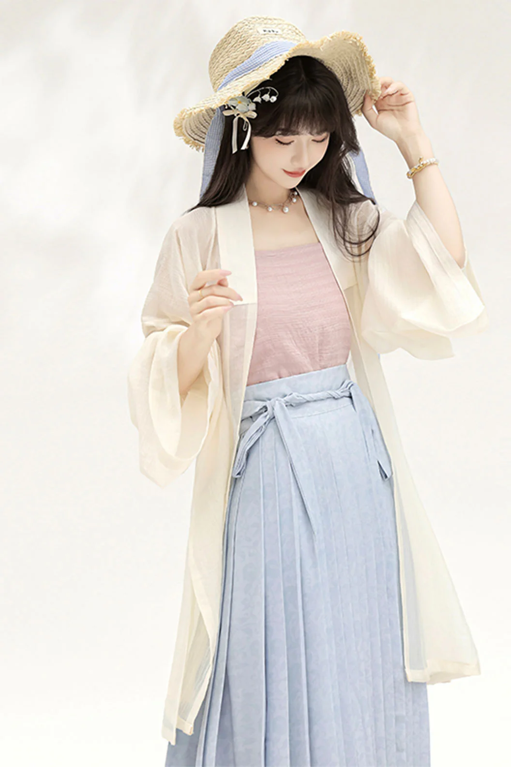 Modern Hanfu with Long Gown withTencel Camisol Chinese style