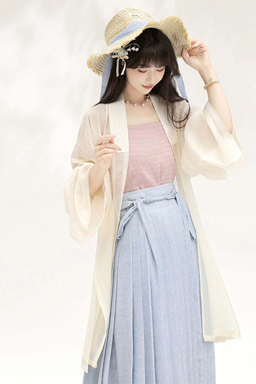 Modern Hanfu with Long Gown withTencel Camisol Chinese style