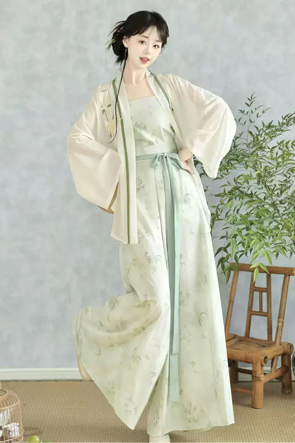 Modern Hanfu Green Embroidered Dress Chinese fashion