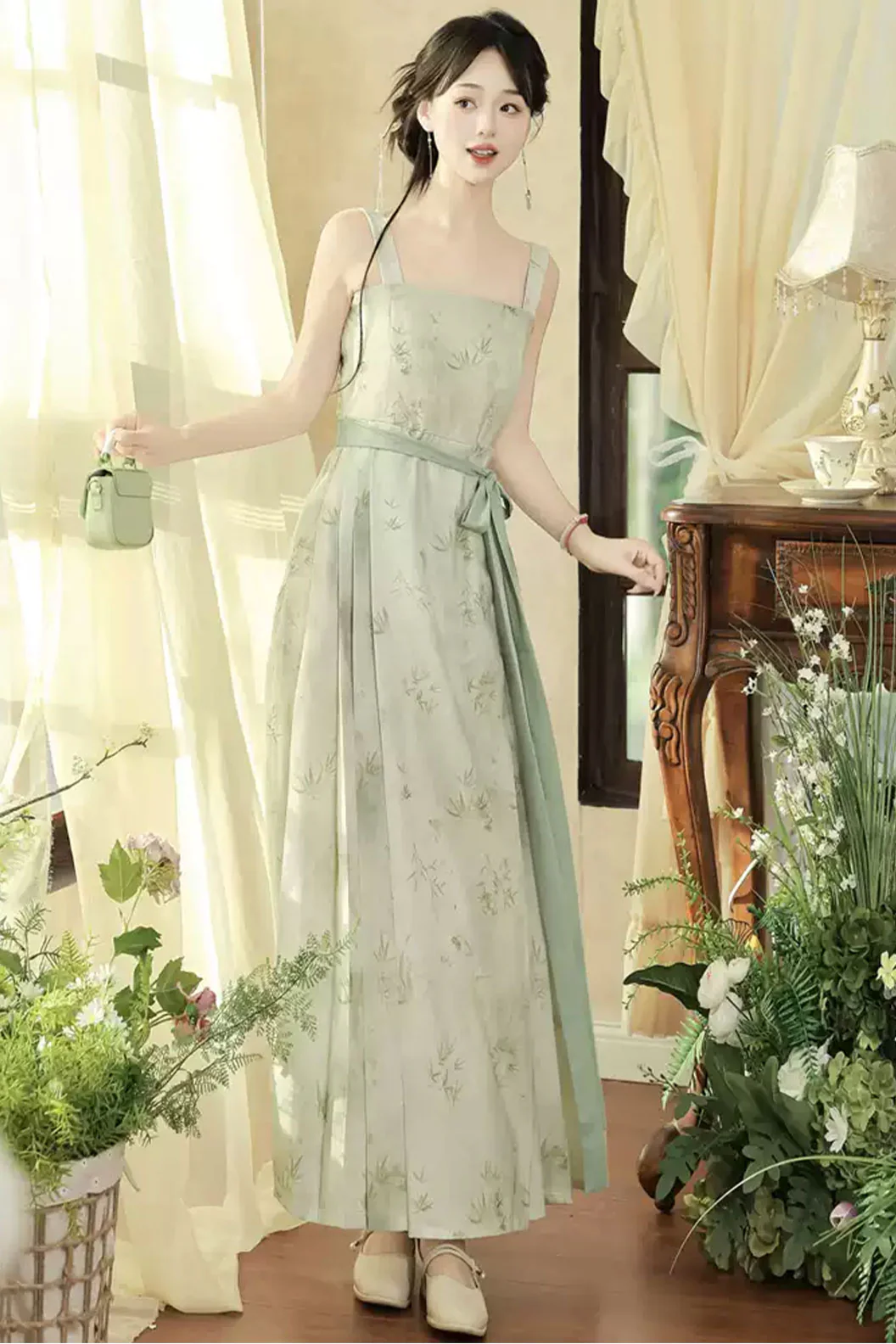 Modern Hanfu Green Embroidered Dress Chinese fashion