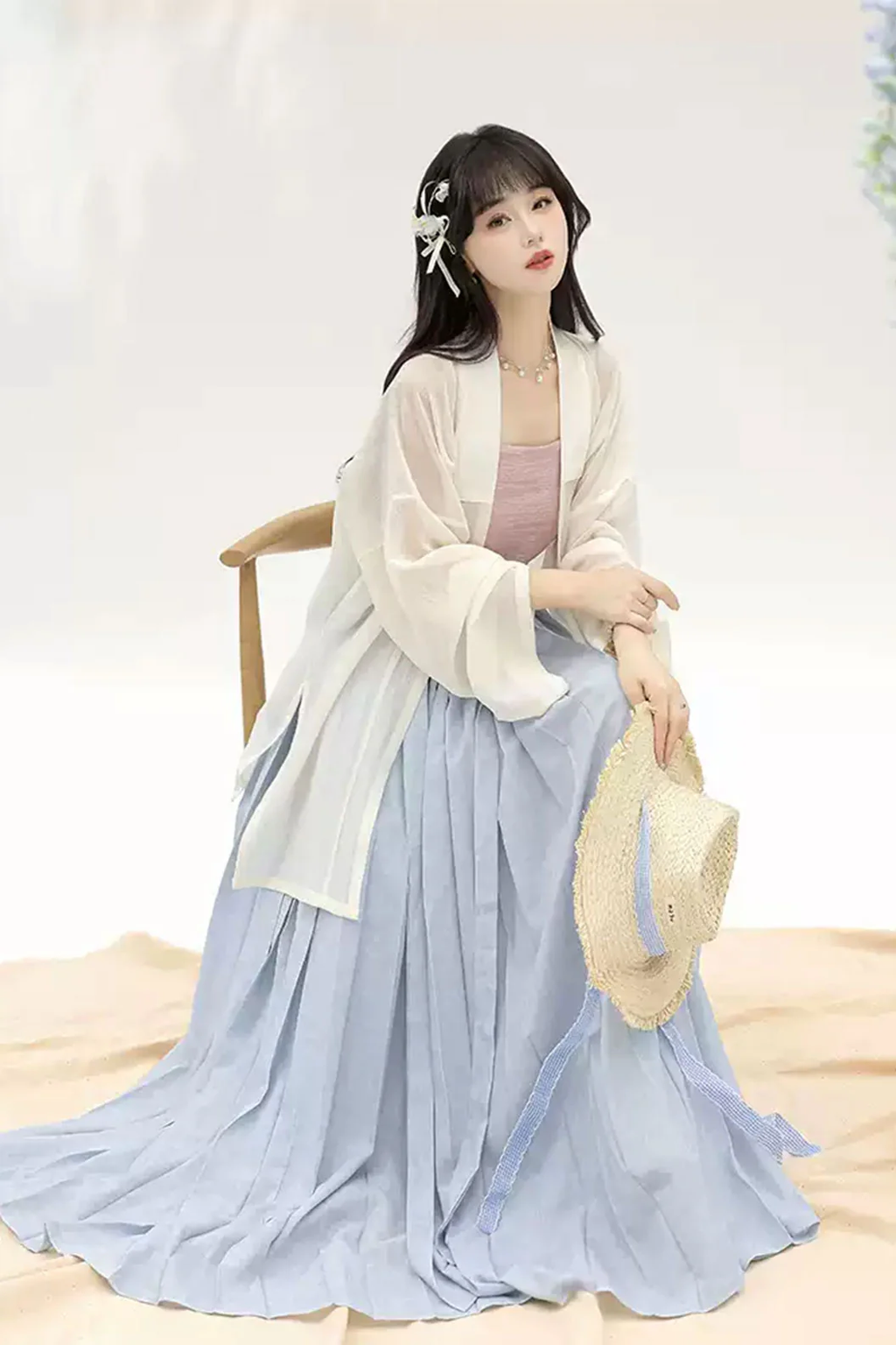 Modern Hanfu with Long Gown withTencel Camisol Chinese style