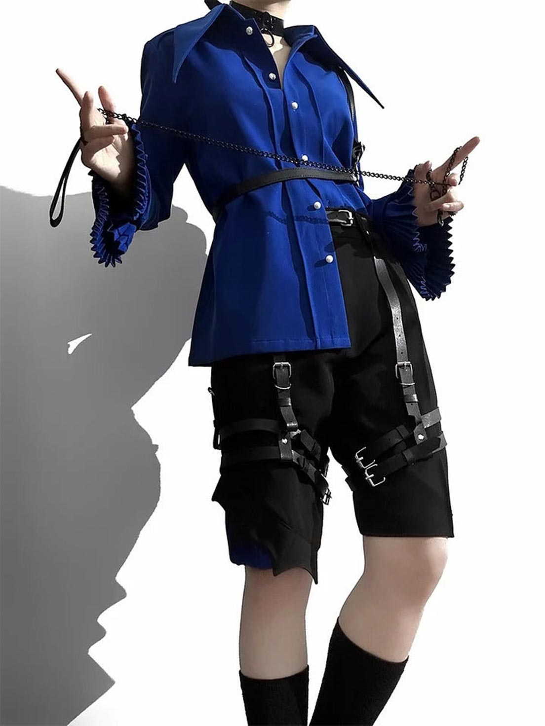 Ouji Fashion Lolita Prince Style Straight Leg Black Shorts Classic Vintage Style Outfit