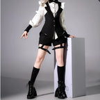 Ouji Fashion Lolita Set by Three Cats Original Design Black White Butler-Style Ensemble