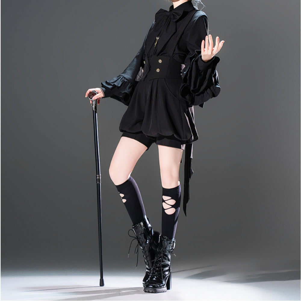 Ouji Fashion Lolita Shirt Gothic Black Prince-Style Top