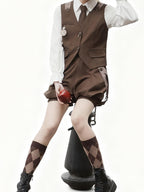 Ouji Fashion Lolita Shirt Vest Overalls Prince Spring Summer Top Blouse Outfit Cute Vintage Set