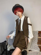 Ouji Fashion Lolita Shirt Vest Overalls Prince Spring Summer Top Blouse Outfit Cute Vintage Set