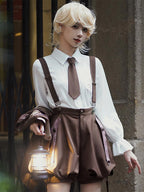 Ouji Fashion Lolita Shirt Vest Overalls Prince Spring Summer Top Blouse Outfit Cute Vintage Set