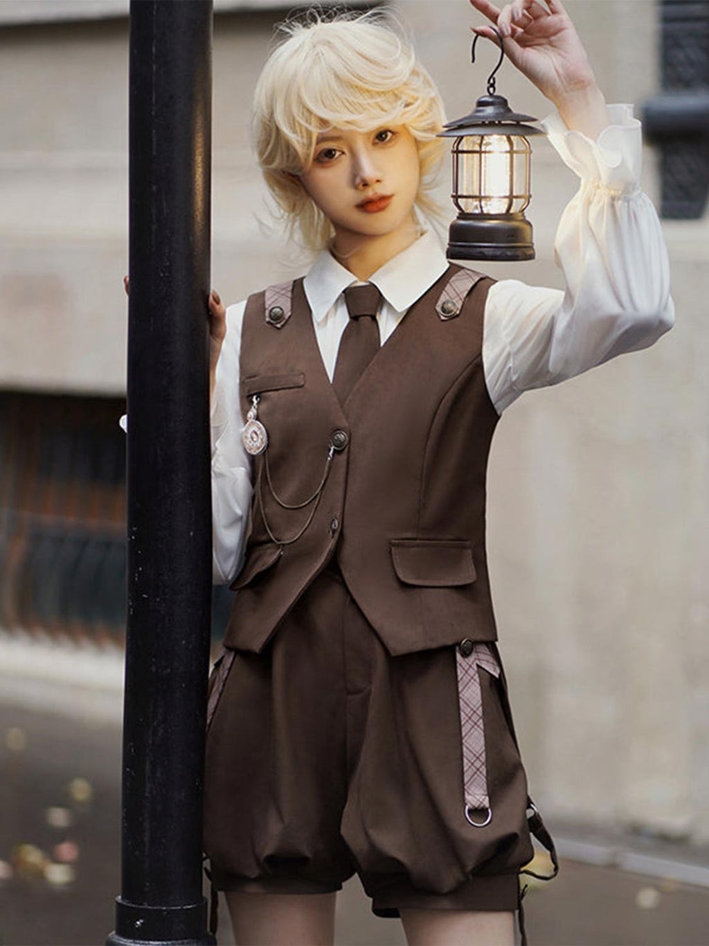 Ouji Fashion Lolita Shirt Vest Overalls Prince Spring Summer Top Blouse Outfit Cute Vintage Set