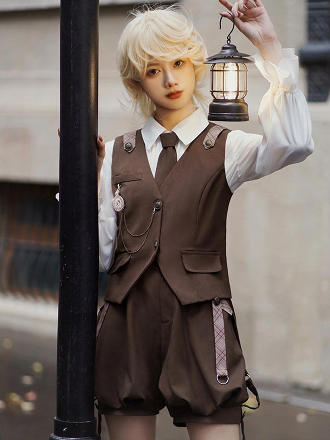 Ouji Fashion Lolita Shirt Vest Overalls Prince Spring Summer Top Blouse Outfit Cute Vintage Set