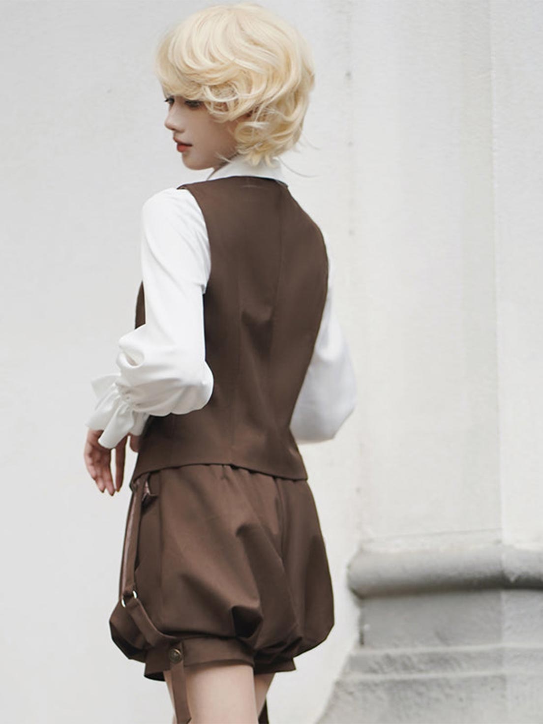 Ouji Fashion Lolita Shirt Vest Overalls Prince Spring Summer Top Blouse Outfit Cute Vintage Set