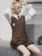 Ouji Fashion Lolita Shirt Vest Overalls Prince Spring Summer Top Blouse Outfit Cute Vintage Set