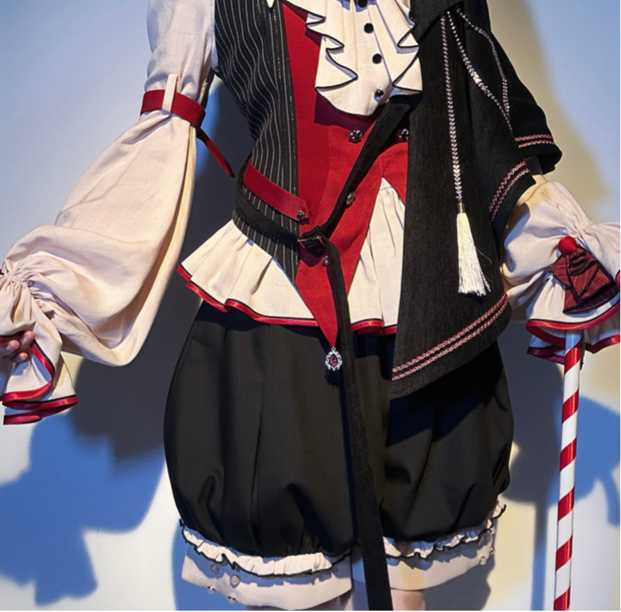 Ouji Fashion Lolita Steampunk Gothic Set Red Black Victorian Prince Style Ensemble