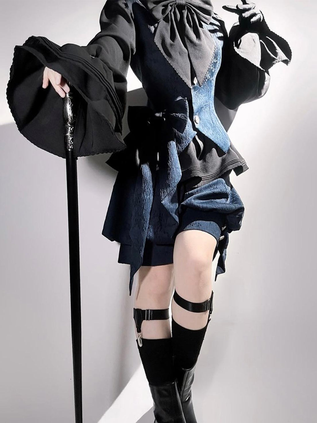 Ouji Gothic Prince Outfit Set – Sapphire Blue Vintage Jacket with Rabbit Ears