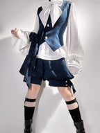 Ouji Gothic Prince Outfit Set – Sapphire Blue Vintage Jacket with Rabbit Ears