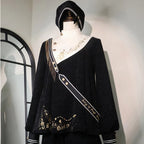 Ouji Lolita Fashion Black Set Gothic Academic Prince Style Ensemble
