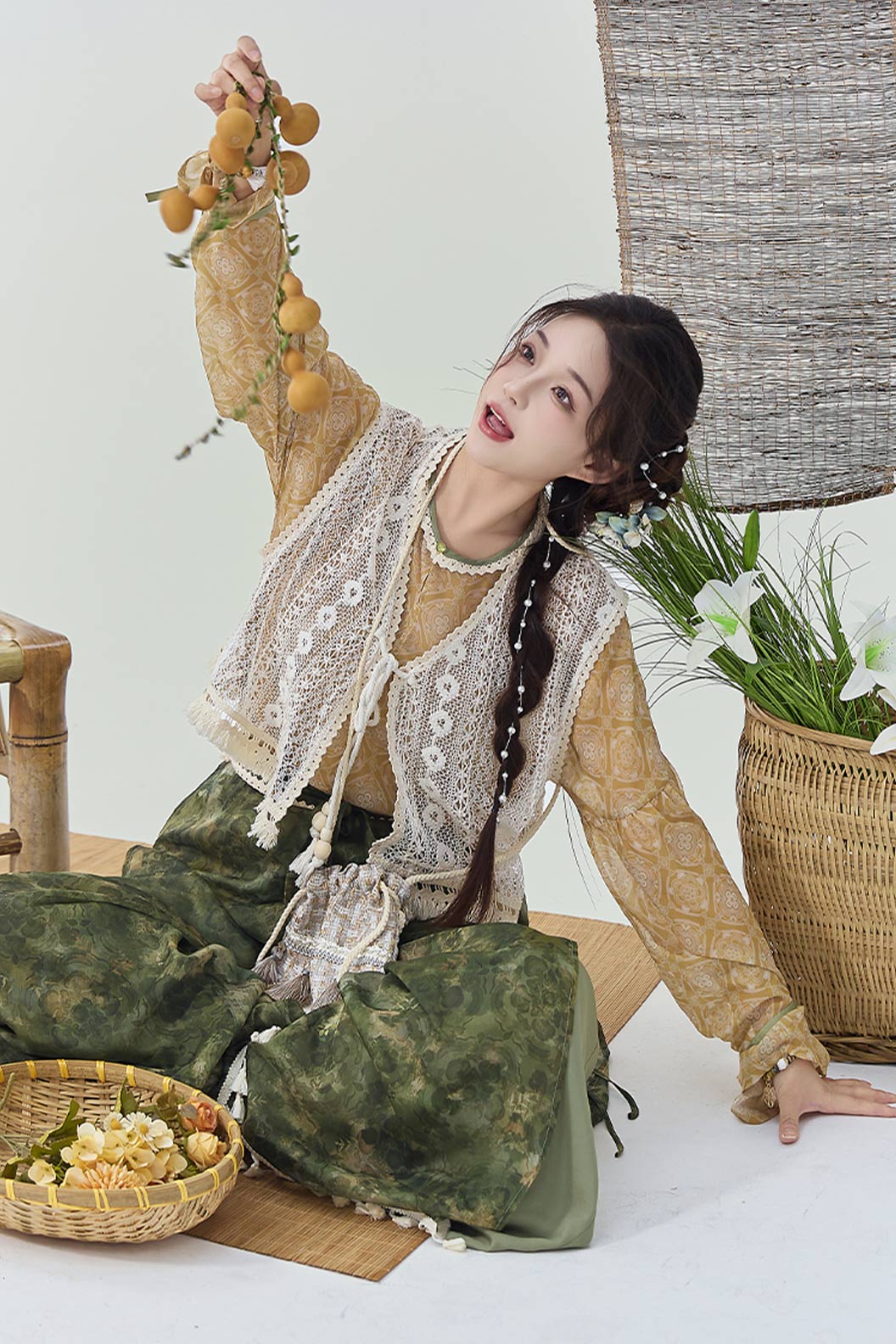 Modern Hanfu Clothing Vest Wide Leg Pants Purple Hanfu Dress